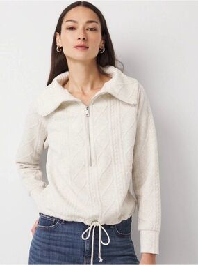 NWT $99 White House Black Market Funnel Neck Cable Knit Pullover Sz Med
